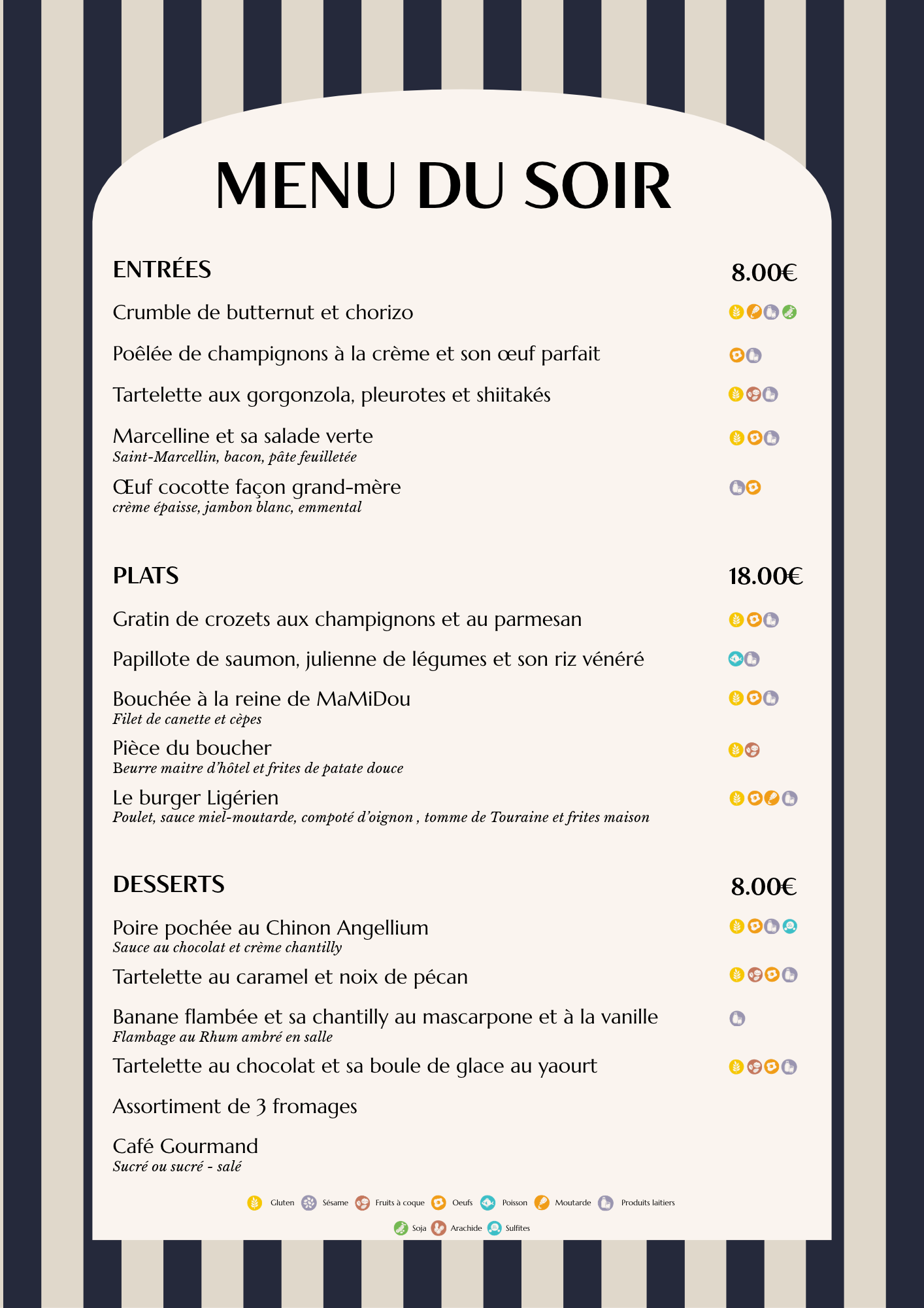 Aperçu de la carte du soir MaMiDou